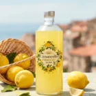 Limoncello Pirozzi servito ghiacciato con limoni di Calabria, fotografia ambientata