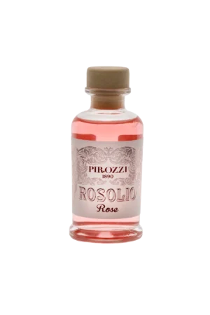Bottiglia mignon di Rosolio alle Rose Pirozzi 10 cl, liquore floreale artigianale